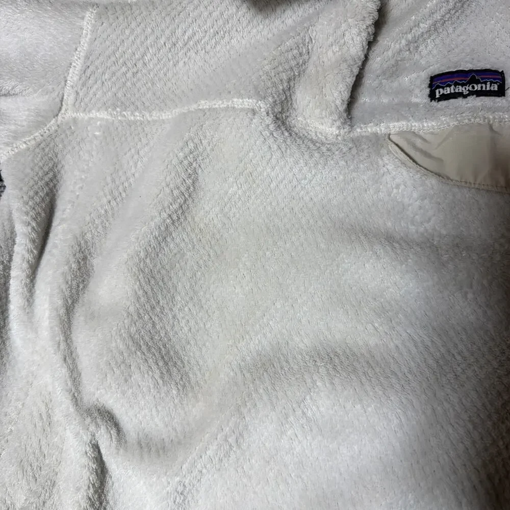 Patagonia Jacket Women Small White Re-Tool Snap-T Pullover Fleece Spot